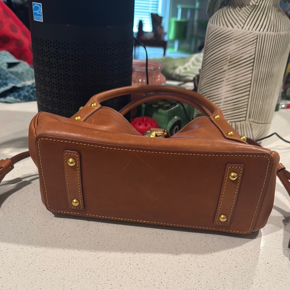 Dooney & Bourke Florentine Brown and Gold Shoulder Bag with Leather and Tassels - Picture 3 of 4